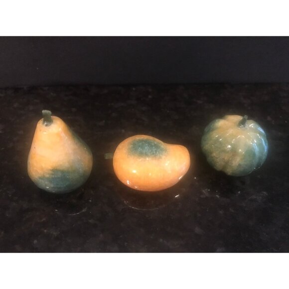 1960's Alabaster Stone Fruit Italian Carved Marble Mid Century Décor Set of 7 - Picture 6 of 10